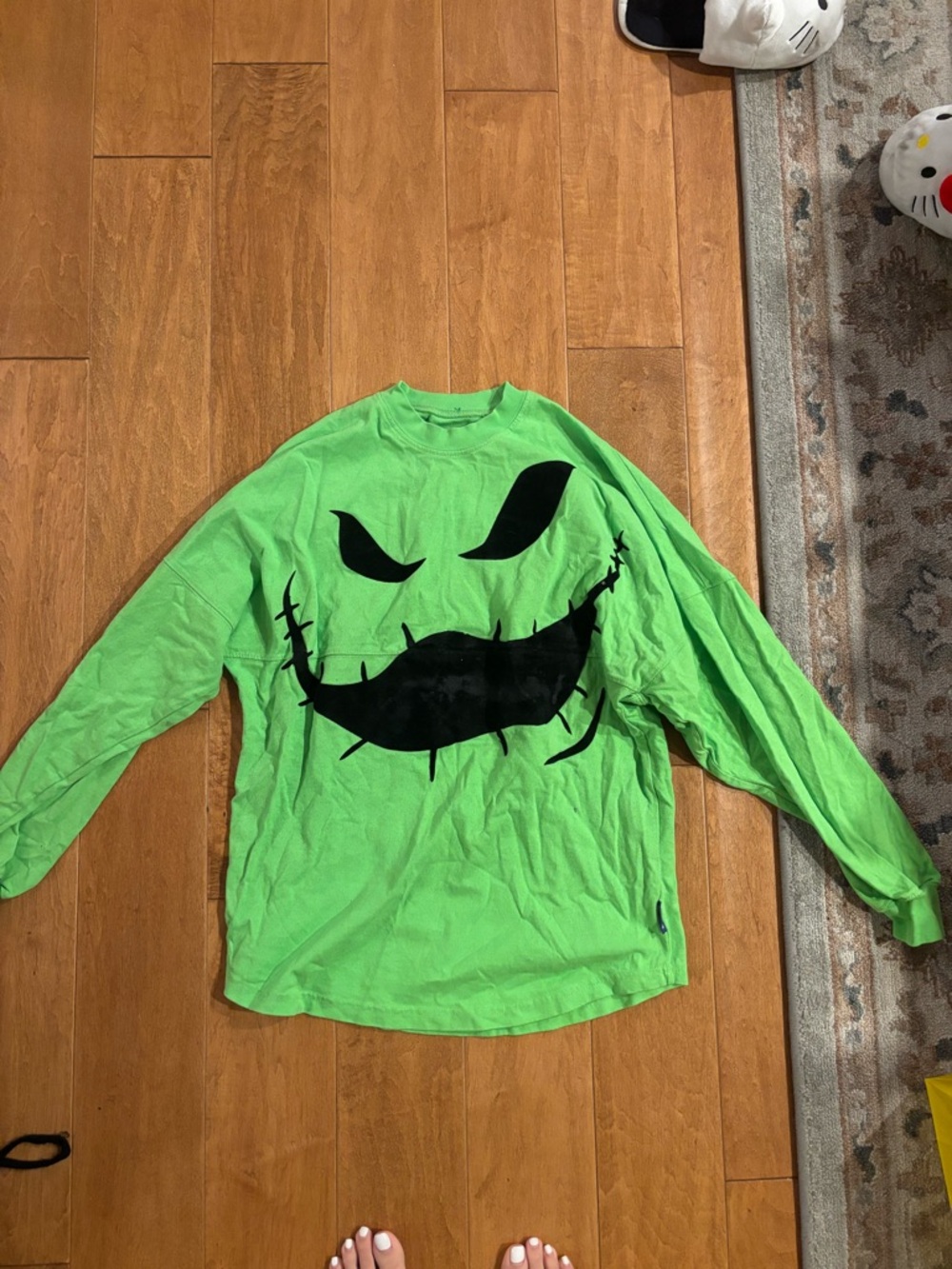 Disney Neon Green Crewneck Sweatshirt with Black Graphic Face
